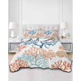 thumbnail image 1 of Quilts Full Size, Ocean Coral Soft Comforter Bedding Set for Bed, Coastal Orange Blue Green Nature Abstract Lightweight Quilted Bedspread with Pillow Cover(2 Pieces) for All Season, 78x90 Inch, 1 of 6