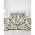 thumbnail image 1 of Quilts Full Size, Pink Green Flower Soft Comforter Bedding Set for Bed, Elegant Spring Floral Abstract Art Lightweight Quilted Bedspread with Pillow Cover(2 Pieces) for All Season, 78x90 Inch, 1 of 6