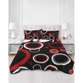 thumbnail image 1 of Quilts Full Size, Red Black Soft Comforter Bedding Set for Bed, Abstract Modern Geometric White Grey Circle Lightweight Quilted Bedspread with Pillow Cover(2 Pieces) for All Season, 78x90 Inch, 1 of 6