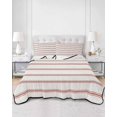 thumbnail image 1 of Quilts Full Size, Red Striped Soft Comforter Bedding Set for Bed, Rustic Red Stripe Modern Art Beige Lightweight Quilted Bedspread with Pillow Cover(2 Pieces) for All Season, 78x90 Inch, 1 of 6