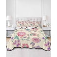 thumbnail image 1 of Quilts Full Size, Retro Floral Soft Comforter Bedding Set for Bed, Farmhouse Botanical Leaves Flowers Lightweight Quilted Bedspread with Pillow Cover(2 Pieces) for All Season, 78x90 Inch, 1 of 6