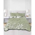 thumbnail image 1 of Quilts Full Size, Sage Green Botanical Soft Comforter Bedding Set for Bed, Farmhouse Laugh Love Leaves Lightweight Quilted Bedspread with Pillow Cover(2 Pieces) for All Season, 78x90 Inch, 1 of 9