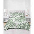 thumbnail image 1 of Quilts Full Size, Sage Green Coral Soft Comforter Bedding Set for Bed, Coastal Summer Ocean Nautical Sea Lightweight Quilted Bedspread with Pillow Cover(2 Pieces) for All Season, 78x90 Inch, 1 of 9