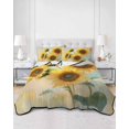 thumbnail image 1 of Quilts Full Size, Sunflower Soft Comforter Bedding Set for Bed, Watercolor Yellow Floral Botanical Lightweight Quilted Bedspread with Pillow Cover(2 Pieces) for All Season, 78x90 Inch, 1 of 6