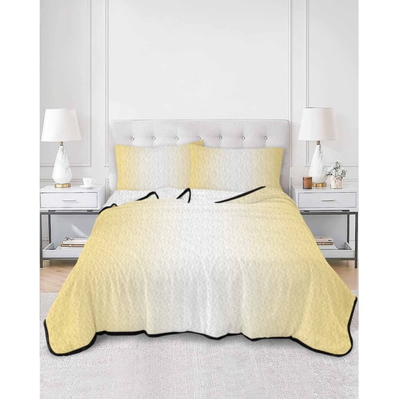 Quilts Full Size, Yellow Ombre Soft Comforter Bedding Set for Bed, Modern Gradient Abstract Art Lightweight Quilted Bedspread with Pillow Cover(2 Pieces) for All Season, 78x90 Inch
