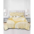 thumbnail image 1 of Quilts Full Size, Yellow Scallop Coastal Soft Comforter Bedding Set for Bed, Summer Beach Nautical Lightweight Quilted Bedspread with Pillow Cover(2 Pieces) for All Season, 78x90 Inch, 1 of 9