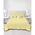 thumbnail image 1 of Quilts Full Size, Yellow White Plaid Soft Comforter Bedding Set for Bed, Modern Retro Geometric Checkered Lightweight Quilted Bedspread with Pillow Cover(2 Pieces) for All Season, 78x90 Inch, 1 of 6