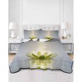 thumbnail image 1 of Quilts Full Size, Zen Meditation Lotus Floral Soft Comforter Bedding Set for Bed, Green Floral Modern Art Lightweight Quilted Bedspread with Pillow Cover(2 Pieces) for All Season, 78x90 Inch, 1 of 6