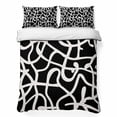 thumbnail image 1 of Quilts King Size Bedding Set, Abstract Boho Lightweight Quilted Comforter, Middle Century Rustic Black White Texture Soft Reversible Bedspread Coverlet with Pillow Covers for All Season, 96" x 106", 1 of 9