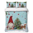 thumbnail image 1 of Quilts King Size Bedding Set, Aqua Gnomes Christmas Lightweight Quilted Comforter, Xmas Tree Elk Snowflake Balls Soft Reversible Bedspread Coverlet with Pillow Covers for All Season, 96" x 106", 1 of 9