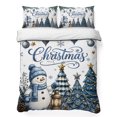 thumbnail image 1 of Quilts King Size Bedding Set, Blue Christmas Lightweight Quilted Comforter, Snowman Xmas Tree Balls Snowflake Pine Needle Reversible Bedspread Coverlet with Pillow Covers for All Season, 96" x 106", 1 of 9