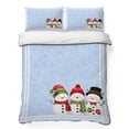 thumbnail image 1 of Quilts King Size Bedding Set, Blue Christmas Snowflakes Lightweight Quilted Comforter, Winter Xmas Cute Snowman Plaid Soft Reversible Bedspread Coverlet with Pillow Covers for All Season, 96" x 106", 1 of 9