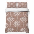 thumbnail image 1 of Quilts King Size Bedding Set, Brown Palm Tree Lightweight Quilted Comforter, Summer Botanical Tropical Tree Soft Reversible Bedspread Coverlet with Pillow Covers for All Season, 96" x 106", 1 of 9