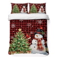 thumbnail image 1 of Quilts King Size Bedding Set, Christmas Snowman Lightweight Quilted Comforter, Cardinal Bird Snowflake Red Black Plaid Soft Reversible Bedspread Coverlet with Pillow Covers for All Season, 96" x 106", 1 of 9
