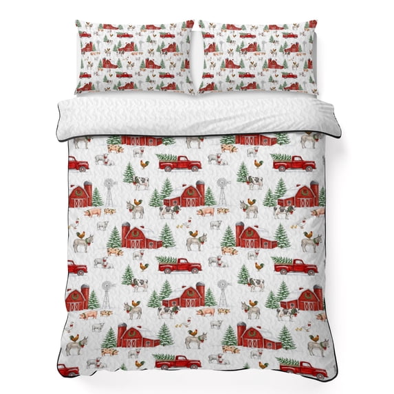 Quilts King Size Bedding Set, Farmhouse Christmas Lightweight Quilted ...