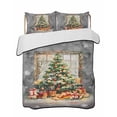 thumbnail image 1 of Quilts King Size Bedding Set, Gray Christmas Tree Lightweight Quilted Comforter, Watercolor Xmas Snowflake Soft Reversible Bedspread Coverlet with Pillow Covers for All Season, 96" x 106", 1 of 7
