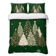 thumbnail image 1 of Quilts King Size Bedding Set, Green Christmas Lightweight Quilted Comforter, Xmas Snowflake Trees Balls Winter Rustic Soft Reversible Bedspread Coverlet with Pillow Covers for All Season, 96" x 106", 1 of 9