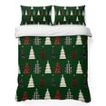 thumbnail image 1 of Quilts King Size Bedding Set, Green Christmas Lightweight Quilted Comforter, Xmas Trees Snowflakes Plaid Dots Rustic Soft Reversible Bedspread Coverlet with Pillow Covers for All Season, 96" x 106", 1 of 9