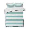 thumbnail image 1 of Quilts King Size Bedding Set, Green Stripes Lightweight Quilted Comforter, Simple Green White Texture Soft Reversible Bedspread Coverlet with Pillow Covers for All Season, 96" x 106", 1 of 7