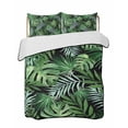 thumbnail image 1 of Quilts King Size Bedding Set, Green Tropical Botanical Lightweight Quilted Comforter, Summer Monstera Palm Leaves Black Reversible Bedspread Coverlet with Pillow Covers for All Season, 96" x 106", 1 of 7