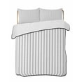 thumbnail image 1 of Quilts King Size Bedding Set, Grey Vertical Striped Lightweight Quilted Comforter, Farmhouse Thin Line Stripes Soft Reversible Bedspread Coverlet with Pillow Covers for All Season, 96" x 106", 1 of 7