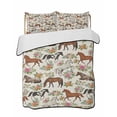 thumbnail image 1 of Quilts King Size Bedding Set, Horse Lightweight Quilted Comforter, Rustic Spring Floral Summer Botanical Soft Reversible Bedspread Coverlet with Pillow Covers for All Season, 96" x 106", 1 of 7