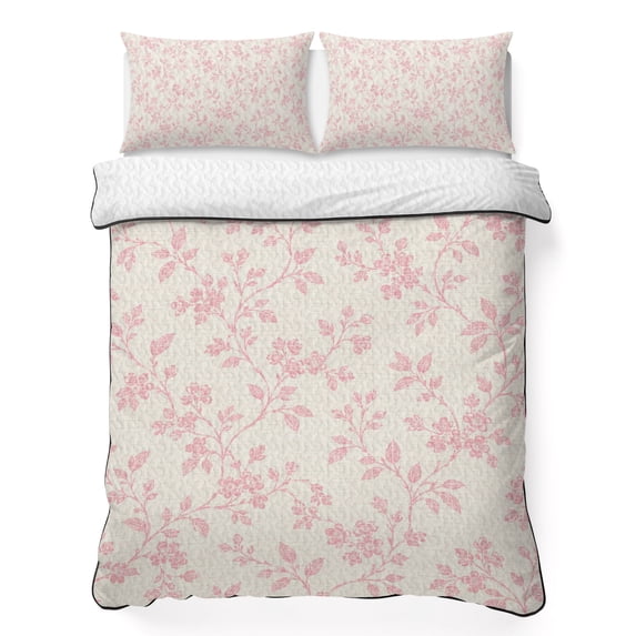 Sheets King Pattern Spring Quilts King Size Bedding Set, Light Pink Floral Lightweight Quilted ...