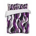 thumbnail image 1 of Quilts King Size Bedding Set, Modern Geometric Lightweight Quilted Comforter, Abstract Minimalist Lines Purple Black Soft Reversible Bedspread Coverlet with Pillow Covers for All Season, 96" x 106", 1 of 7