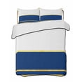 thumbnail image 1 of Quilts King Size Bedding Set, Modern Navy Blue Gold Lightweight Quilted Comforter, Minimalist Geometric Yellow Striped Soft Reversible Bedspread Coverlet with Pillow Covers for All Season, 96" x 106", 1 of 7
