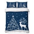 thumbnail image 1 of Quilts King Size Bedding Set, Navy Blue Christmas Lightweight Quilted Comforter, Xmas Tree Elk Snowflake Winter Soft Reversible Bedspread Coverlet with Pillow Covers for All Season, 96" x 106", 1 of 9