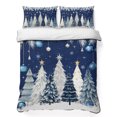 thumbnail image 1 of Quilts King Size Bedding Set, Navy Blue Christmas Lightweight Quilted Comforter, Xmas Trees Balls Snowflake Pine Cone Soft Reversible Bedspread Coverlet with Pillow Covers for All Season, 96" x 106", 1 of 9