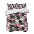 thumbnail image 1 of Quilts King Size Bedding Set, Pink Grey Abstract Lightweight Quilted Comforter, Modern Geometric Ombre Artwork Soft Reversible Bedspread Coverlet with Pillow Covers for All Season, 96" x 106", 1 of 7