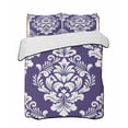 thumbnail image 1 of Quilts King Size Bedding Set, Purple Boho Lightweight Quilted Comforter, Vintage Classic Bohemia Flower Textured Soft Reversible Bedspread Coverlet with Pillow Covers for All Season, 96" x 106", 1 of 7