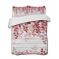 thumbnail image 1 of Quilts King Size Bedding Set, Red Eucalyptus Leaves Lightweight Quilted Comforter, Summer Botanical Weeping Wooden Soft Reversible Bedspread Coverlet with Pillow Covers for All Season, 96" x 106", 1 of 7