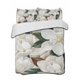 thumbnail image 1 of Quilts King Size Bedding Set, White Magnolia Blossom Lightweight Quilted Comforter, Spring Floral Flowers Farmhouse Soft Reversible Bedspread Coverlet with Pillow Covers for All Season, 96" x 106", 1 of 7