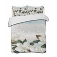 thumbnail image 1 of Quilts King Size Bedding Set, White Magnolia Lightweight Quilted Comforter, Spring Floral Blossom Flowers Plants Light Blue Soft Bedspread Coverlet with Pillow Covers for All Season, 96" x 106", 1 of 7