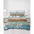thumbnail image 1 of Quilts King Size, Blue Brown Botanical Soft Comforter Bedding Set for Bed, Farmhouse Wooden Leaves Lightweight Quilted Bedspread with Pillow Cover(2 Pieces) for All Season, 96x106 Inch, 1 of 9