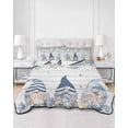 thumbnail image 1 of Quilts King Size, Coastal Eucalyptus Leaf Soft Comforter Bedding Set for Bed, Ocean Blue Gnomes Starfish Wood Grain Lightweight Quilted Bedspread with Pillow Cover(2 Pieces), 96x106 Inch, 1 of 6