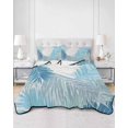 thumbnail image 1 of Quilts King Size, Light Blue Grey Palm Leaves Soft Comforter Bedding Set for Bed, Summer Tropical Plants Botanical Lightweight Quilted Bedspread with Pillow Cover(2 Pieces) All Season, 96x106 Inch, 1 of 9