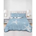 thumbnail image 1 of Quilts King Size, Vintage Sky Blue Starfish Soft Comforter Bedding Set for Bed, Summer Coastal Beach Marine Life Lightweight Quilted Bedspread with Pillow Cover(2 Pieces) for All Season, 96x106 Inch, 1 of 9