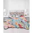 thumbnail image 1 of Quilts Queen Size, Abstract Beach Soft Comforter Bedding Set for Bed, Summer Colorful Coastal Ocean Sea Wave Lightweight Quilted Bedspread with Pillow Cover(2 Pieces) for All Season, 90x96 Inch, 1 of 6