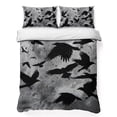 thumbnail image 1 of Quilts Queen Size Bedding Set, Black Crow Birds Lightweight Quilted Comforter, Abstract Spooky Grey Sky Wings Soft Reversible Bedspread Coverlet with Pillow Covers for All Season, 90" x 96", 1 of 9