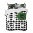 thumbnail image 1 of Quilts Queen Size Bedding Set, Black White Checkered Reversible Summer Quilt 3 Pieces, Farmhouse Buffalo Plaid Botanical Lightweight Bedspreads Coverlets with 2 Pillow Shams for All Seasons, 1 of 5