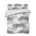 thumbnail image 1 of Quilts Queen Size Bedding Set, Black White Motorcycles Reversible Summer Quilt 3 Pieces, Modern Hand-Painted Vehicles Lightweight Bedspreads Coverlets with 2 Pillow Shams for All Seasons, 1 of 5