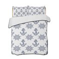 thumbnail image 1 of Quilts Queen Size Bedding Set, Blue Anchor Nautical Reversible Summer Quilt 3 Pieces, Rudder Coastal Summer Ocean Lightweight Bedspreads Coverlets with 2 Pillow Shams for All Seasons, 1 of 5