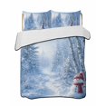 thumbnail image 1 of Quilts Queen Size Bedding Set, Blue Christmas Reversible Summer Quilt 3 Pieces, Xmas Snowman Trees Snowflake Forest Lightweight Bedspreads Coverlets with 2 Pillow Shams for All Seasons, 1 of 5