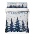 thumbnail image 1 of Quilts Queen Size Bedding Set, Blue Christmas Tree Lightweight Quilted Comforter, Xmas Trees Snowflake Vintage Soft Reversible Bedspread Coverlet with Pillow Covers for All Season, 90" x 96", 1 of 9