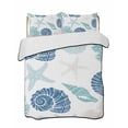 thumbnail image 1 of Quilts Queen Size Bedding Set, Blue Coastal Reversible Summer Quilt 3 Pieces, Starfish Shell Coral Summer Beach Ocean Lightweight Bedspreads Coverlets with 2 Pillow Shams for All Seasons, 1 of 5
