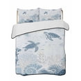 thumbnail image 1 of Quilts Queen Size Bedding Set, Blue Turtle Coastal Reversible Summer Quilt 3 Pieces, Nautical Summer Beach Coral Shell Starfish Lightweight Bedspreads Coverlets with 2 Pillow Shams for All Seasons, 1 of 5
