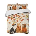 thumbnail image 1 of Quilts Queen Size Bedding Set, Boho Fall Cat Reversible Summer Quilt 3 Pieces, Thanksgiving Autumn Harvest Pumpkin Maple Leaf Lightweight Bedspreads Coverlets with 2 Pillow Shams for All Seasons, 1 of 5
